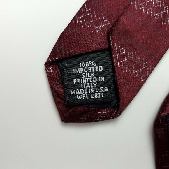 Savile Row Red Silk Tie Italy USA 56.5 3 5/8 - Picture 4 of 6